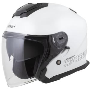 "Cassida Jet Tech 2.0 Solid White-Black-Grey" atviras motociklininko šalmas