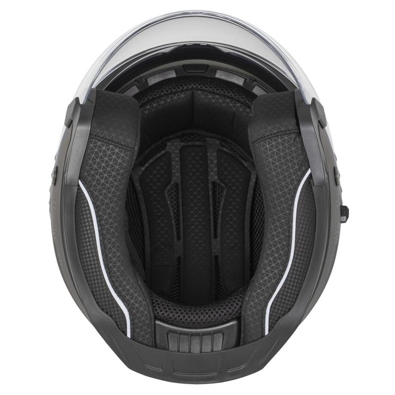 "Cassida Jet Tech 2.0 Solid Matte Black and Pink Open" motociklininko šalmas