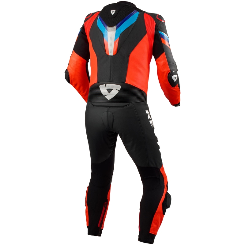 "Revit Quantum 3" fluo raudonos/juodos spalvos odinis motociklininko kombinezonas