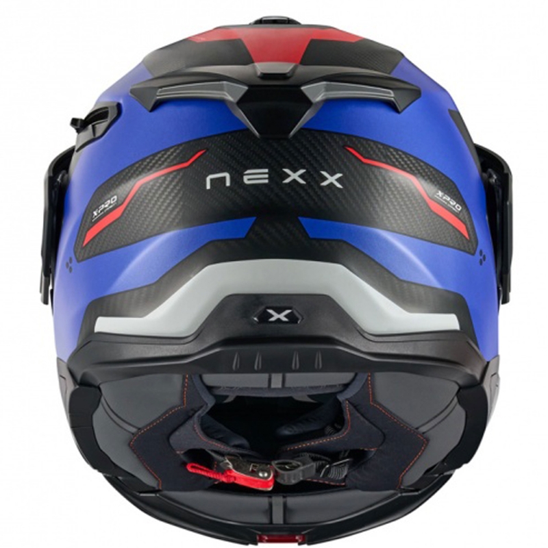 Apverčiamas motociklininko šalmas "Nexx X.Lifecountry Terra" matinis mėlynai raudonas išpardavimas