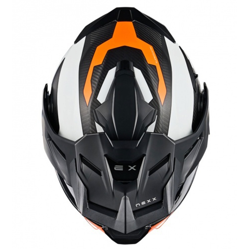 Apverčiamas motociklininko šalmas "Nexx X.Lifecountry Terra" matinis baltai oranžinis
