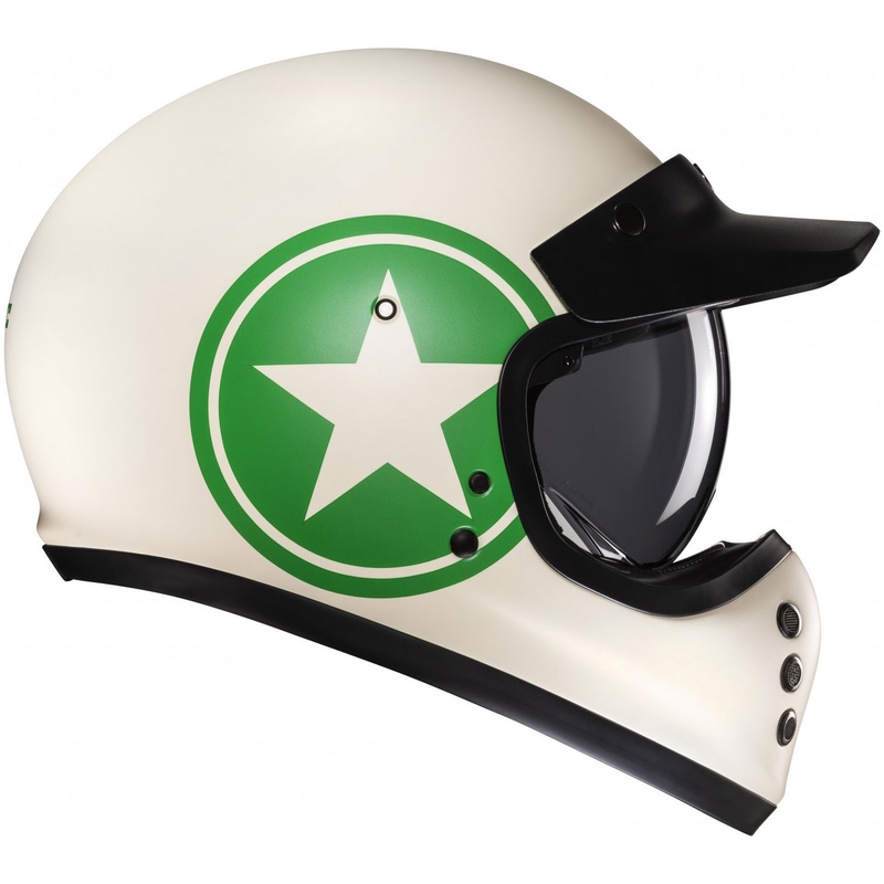 Integruotas motociklininko šalmas HJC V60 Nyx MC4SF baltai žalias