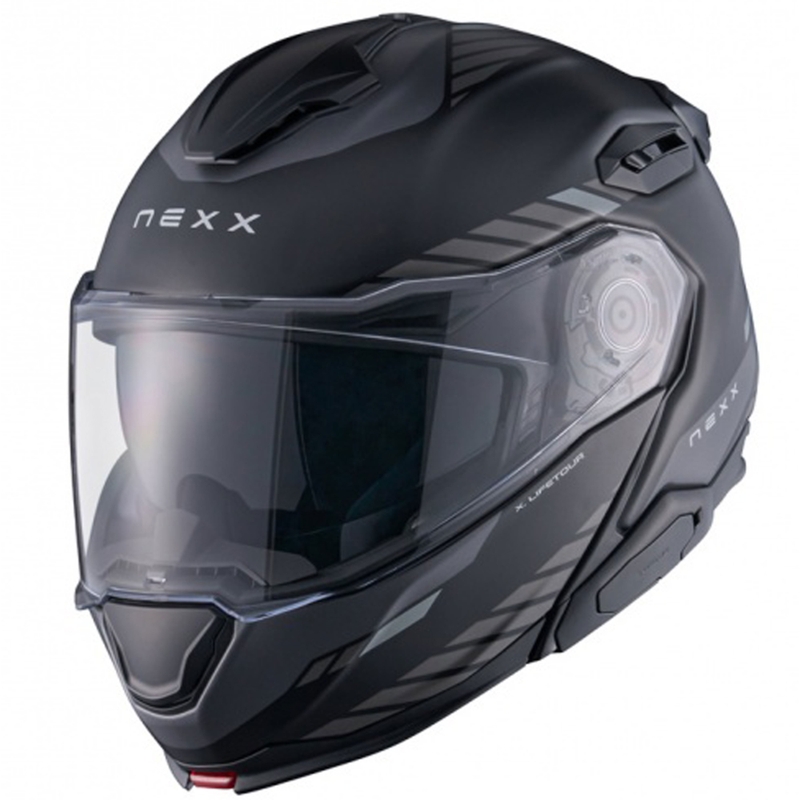 Apverčiamas motociklininko šalmas Nexx X.Lifetour Globe matinis juodai pilkas