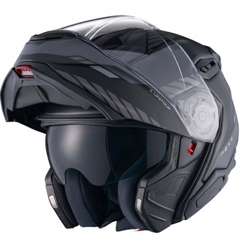 Apverčiamas motociklininko šalmas Nexx X.Lifetour Globe matinis juodai pilkas