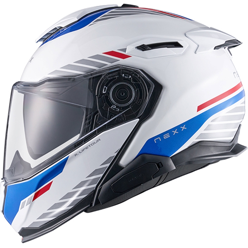 Nexx X.Lifetour Globe motociklininko šalmas baltai mėlynas