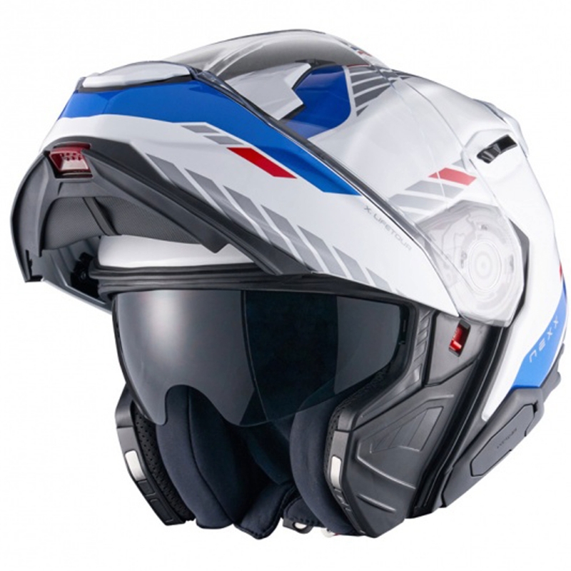 Nexx X.Lifetour Globe motociklininko šalmas baltai mėlynas