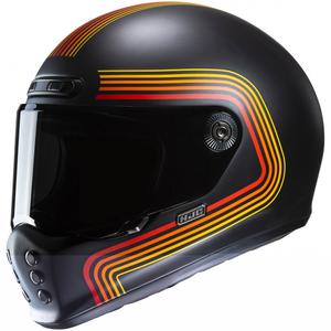 Integruotas motociklininko šalmas HJC V10 Foni MC1SF juodas-raudonas-oranžinis