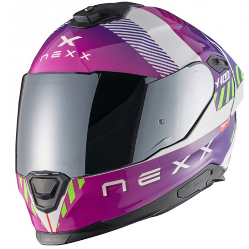 NEXX Y.100R Fade violetinės ir baltos spalvos integralus motociklininko šalmas išpardavimas