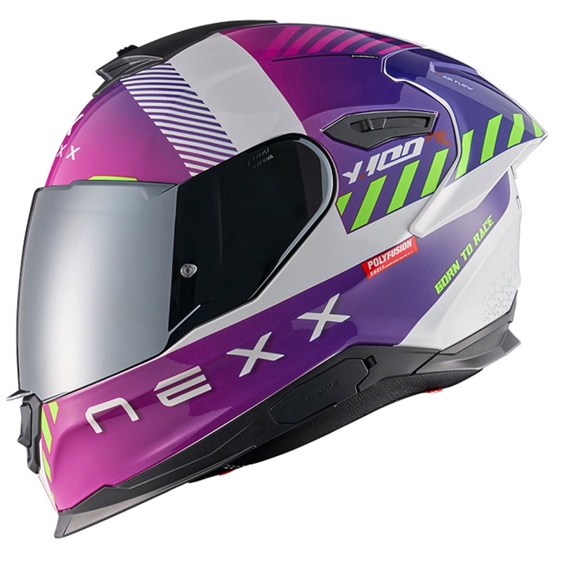 NEXX Y.100R Fade violetinės ir baltos spalvos integralus motociklininko šalmas išpardavimas