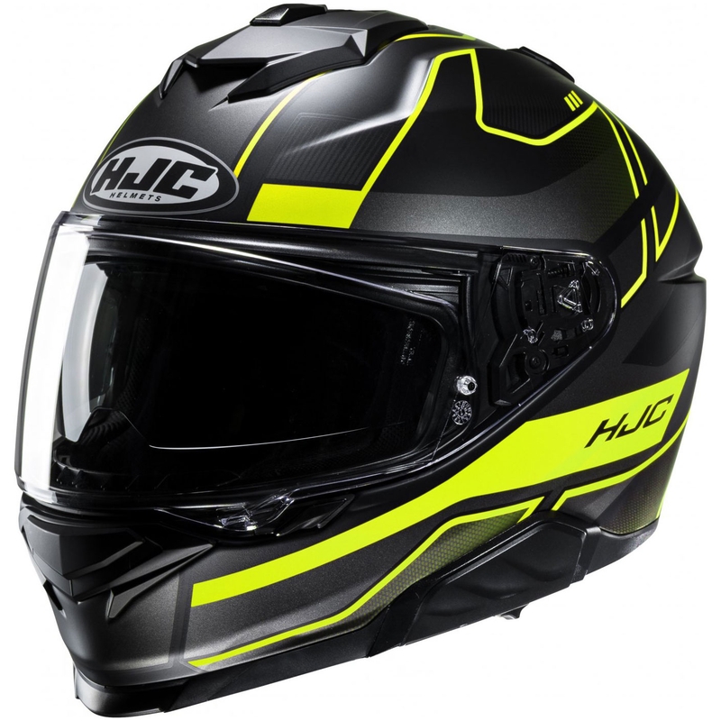 Integruotas motociklininko šalmas HJC i71 Iorix MC3HSF juoda-fluoro geltona