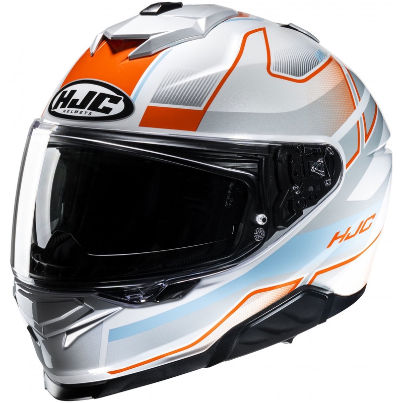 Integruotas motociklininko šalmas HJC i71 Iorix MC27 baltas-oranžinis-pilkas
