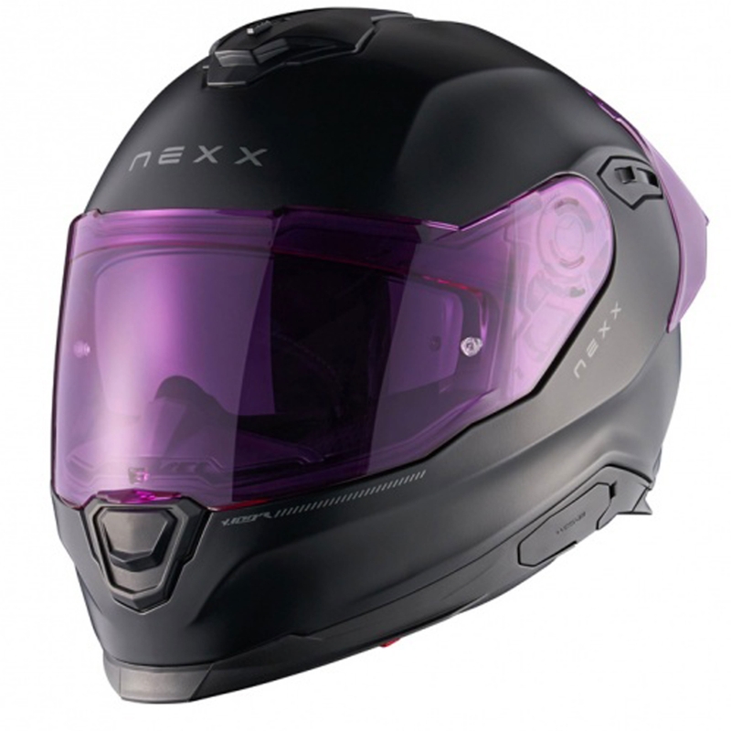 Integruotas motociklininko šalmas NEXX Y.100R Subsonic matinis juodai rožinis