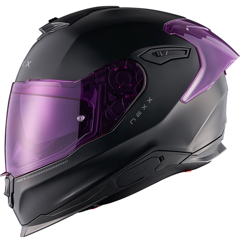 Integruotas motociklininko šalmas NEXX Y.100R Subsonic matinis juodai rožinis