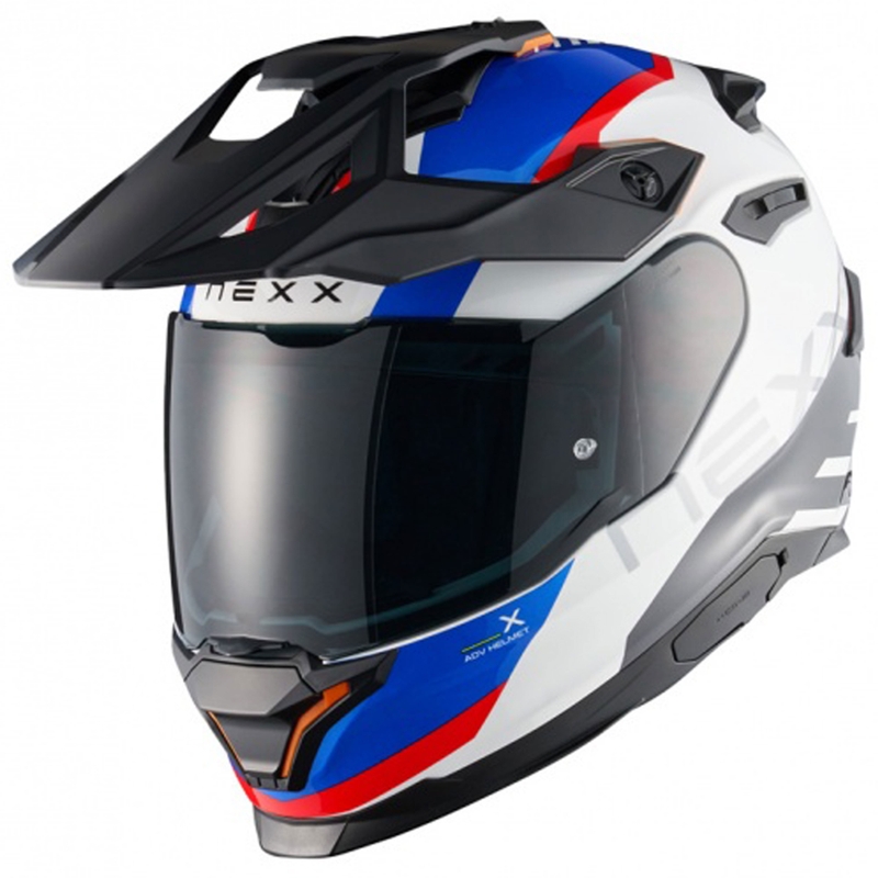 Enduro motociklininko šalmas NEXX Y.TRAVL Quest baltai-mėlynai-raudonas