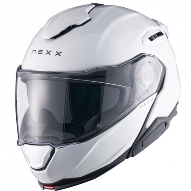 "Nexx X.Lifetour Plain" matinis baltas apverčiamas motociklininko šalmas