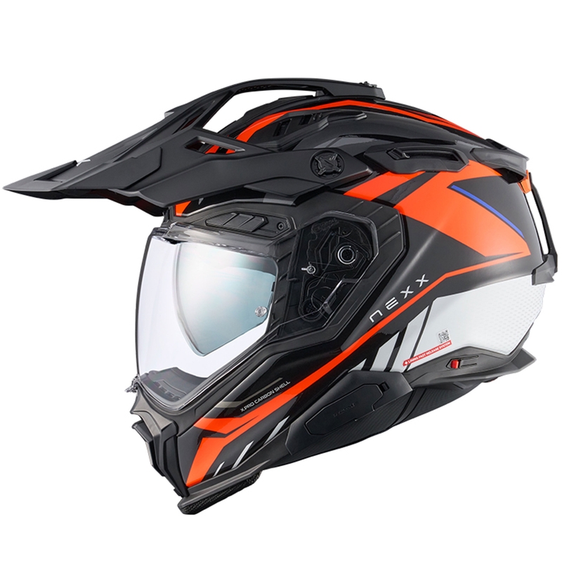 Enduro motociklininko šalmas "Nexx X.WED3 Gobi" oranžinės ir baltos spalvos