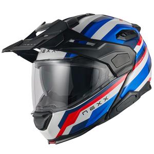 "Nexx X.Lifecountry Westbound" mėlynai raudonas apverčiamas motociklininko šalmas