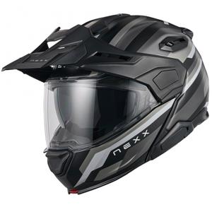 Apverčiamas motociklininko šalmas "Nexx X.Lifecountry Westbound" matinis juodai pilkas