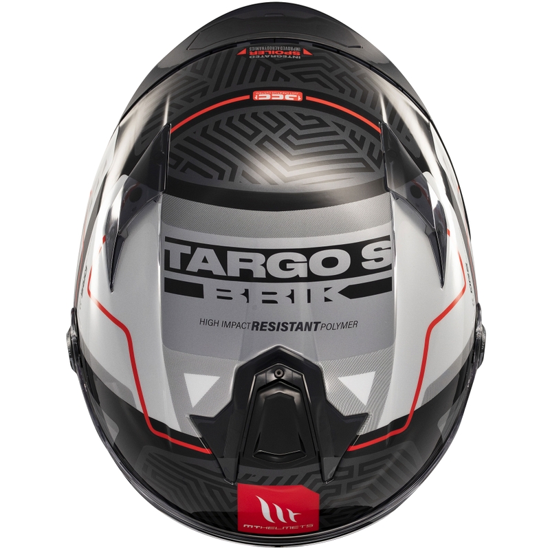MT Targo S Brik integralus motociklininko šalmas blizgus juodai baltas