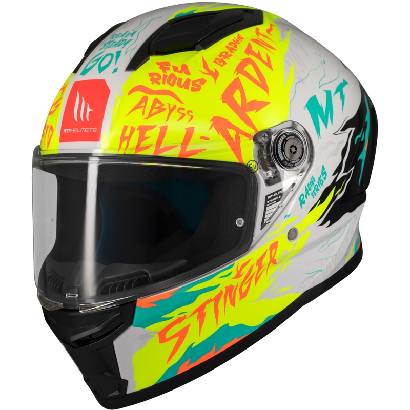 MT Stinger 2 Ardent integralus motociklininko šalmas baltai geltonas