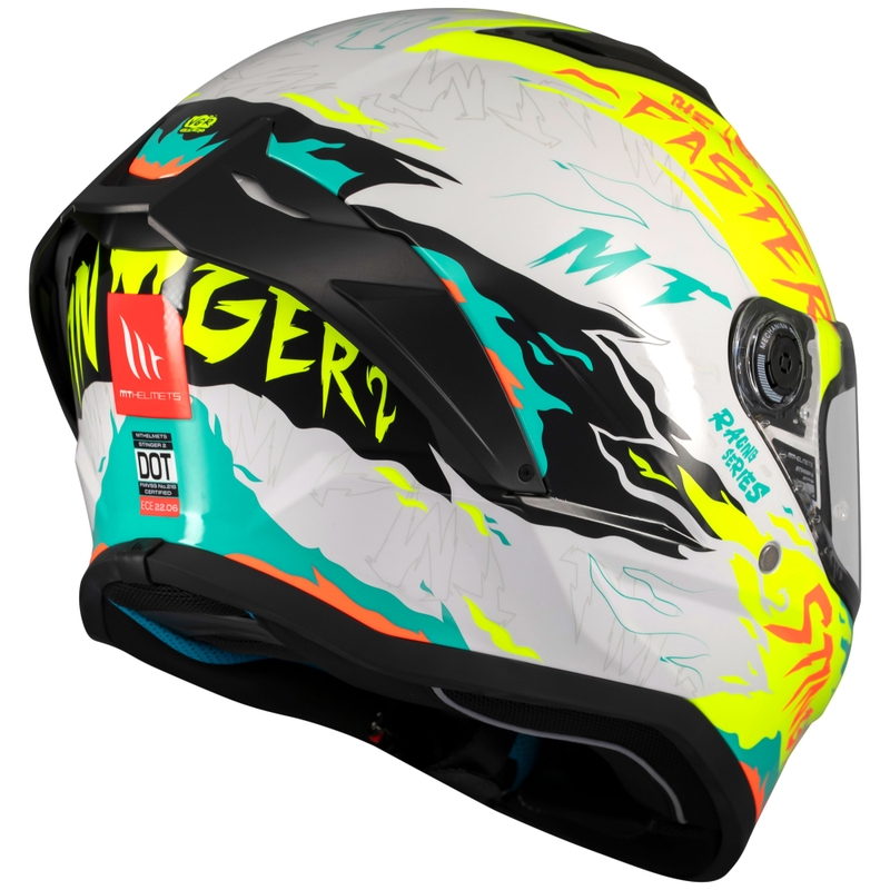 MT Stinger 2 Ardent integralus motociklininko šalmas baltai geltonas