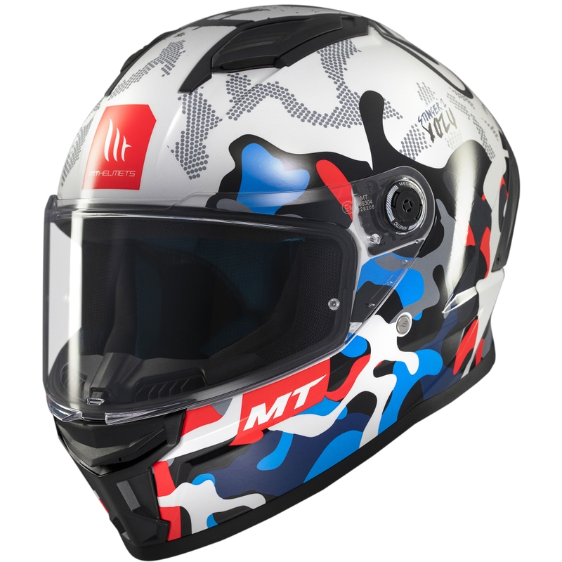 MT Stinger 2 Yozu integralus motociklininko šalmas baltai mėlynas