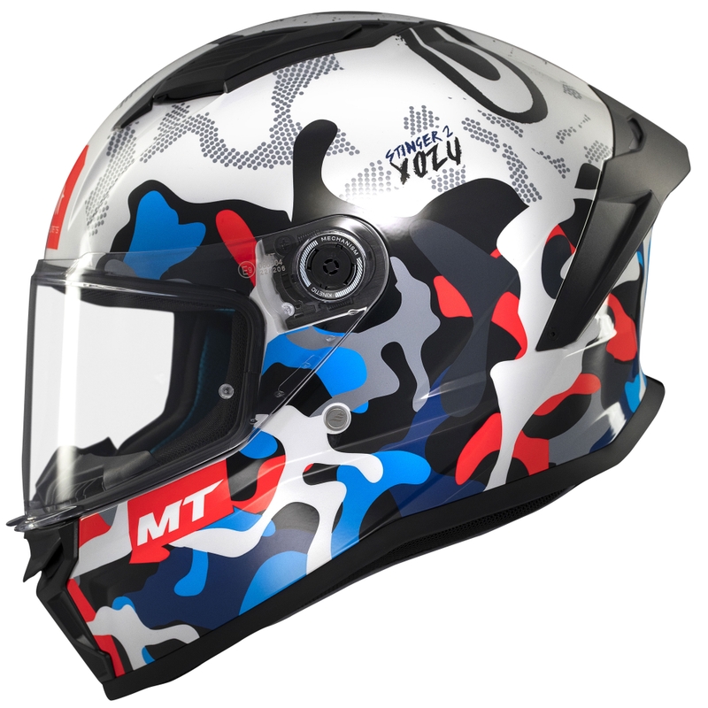 MT Stinger 2 Yozu integralus motociklininko šalmas baltai mėlynas