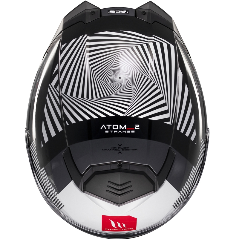 MT Atom 2 SV Strange juoda-balta-pilka apverčiamas motociklininko šalmas