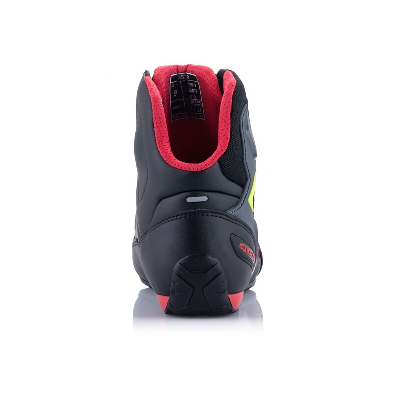 "Alpinestars Faster 3 Rideknit" juodai-raudoni-fluo geltoni-pilki motociklininko batai