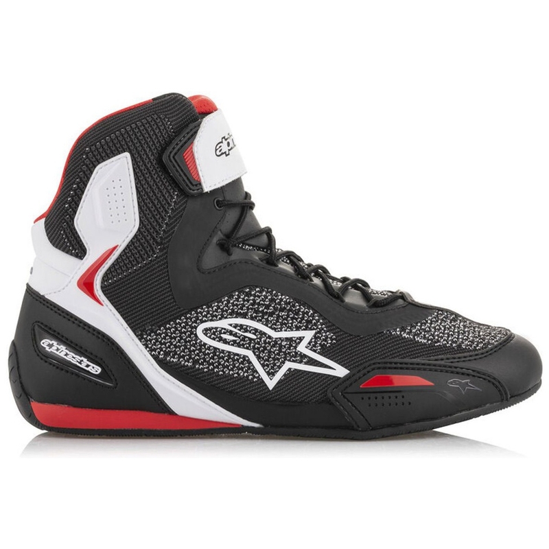 "Alpinestars Faster 3 Rideknit" juodos, baltos ir raudonos spalvų motociklininko batai