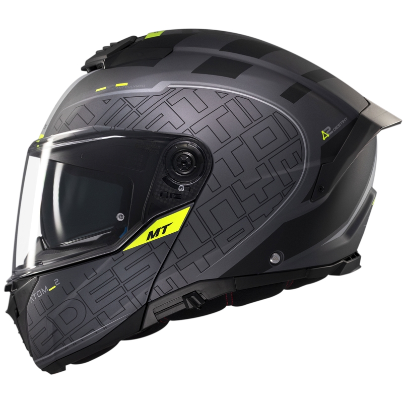 MT Atom 2 SV Destiny apverčiamas motociklininko šalmas matinis juodai pilkas