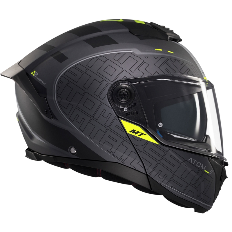 MT Atom 2 SV Destiny apverčiamas motociklininko šalmas matinis juodai pilkas