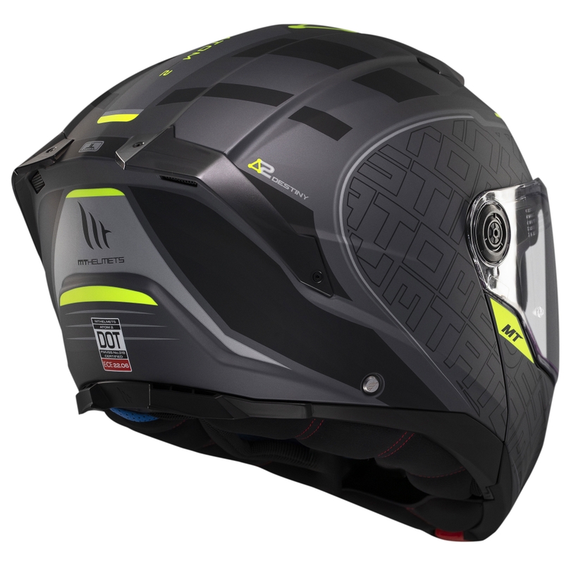 MT Atom 2 SV Destiny apverčiamas motociklininko šalmas matinis juodai pilkas