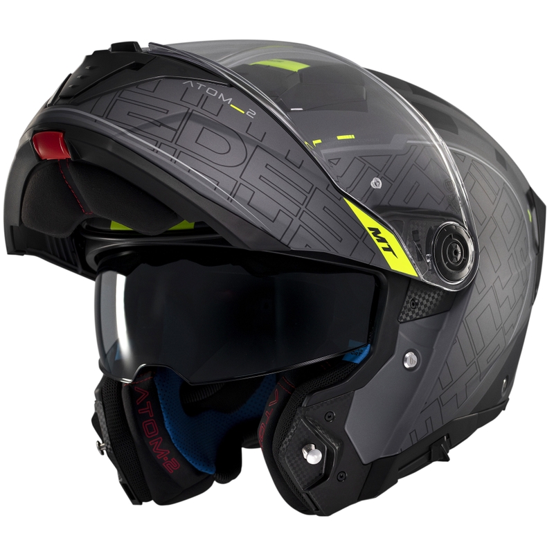 MT Atom 2 SV Destiny apverčiamas motociklininko šalmas matinis juodai pilkas