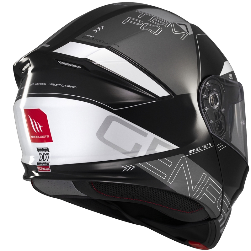 MT Genesis SV Atempo juodai pilkas atlenkiamas motociklininko šalmas