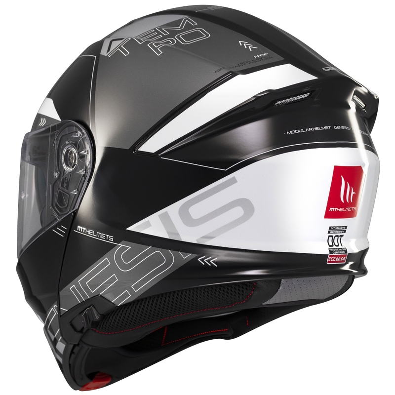 MT Genesis SV Atempo juodai pilkas atlenkiamas motociklininko šalmas