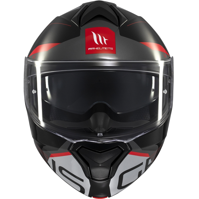MT Genesis SV Atempo juodai pilkai raudonas apverčiamas motociklininko šalmas