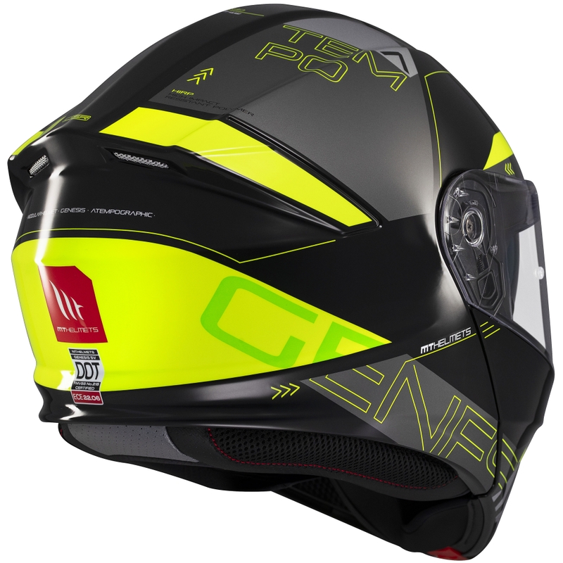 MT Genesis SV Atempo juodai pilkas-fluo geltonas apverčiamas motociklininko šalmas