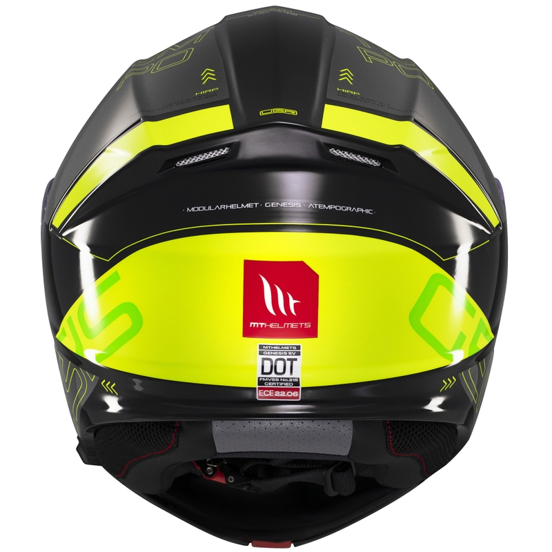 MT Genesis SV Atempo juodai pilkas-fluo geltonas apverčiamas motociklininko šalmas