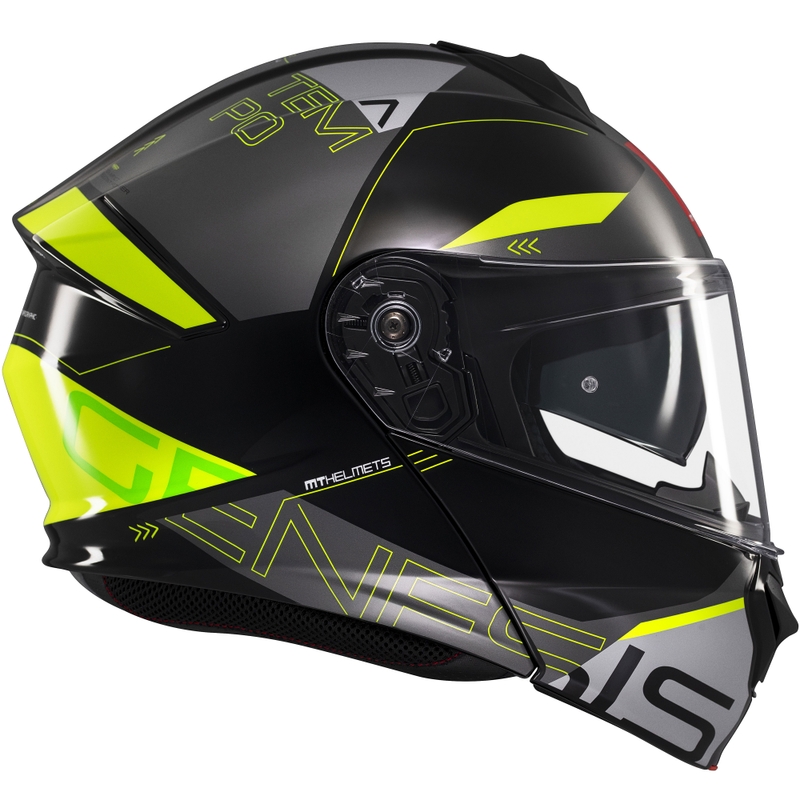 MT Genesis SV Atempo juodai pilkas-fluo geltonas apverčiamas motociklininko šalmas