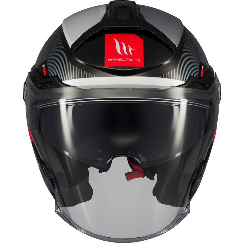 MT Cosmo SV Silence juoda-pilka-balta Atviras motociklininko šalmas