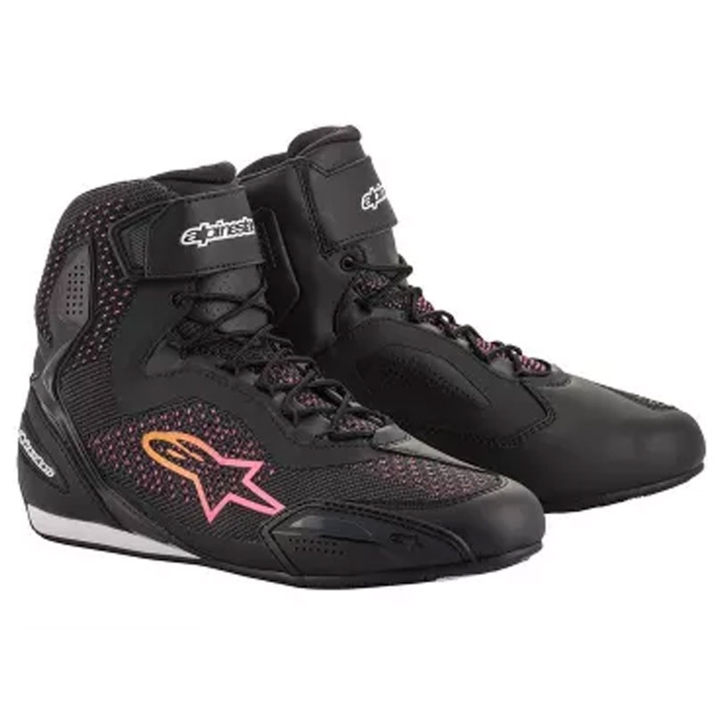 "Alpinestars" moterų "Stella Faster 3 Rideknit" juodos, geltonos ir rožinės spalvų motociklininkų batai