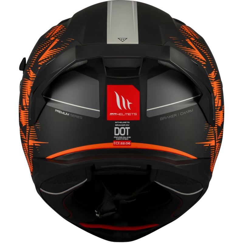 MT Braker SV Charm integralus motociklininko šalmas matinis juodai oranžinis