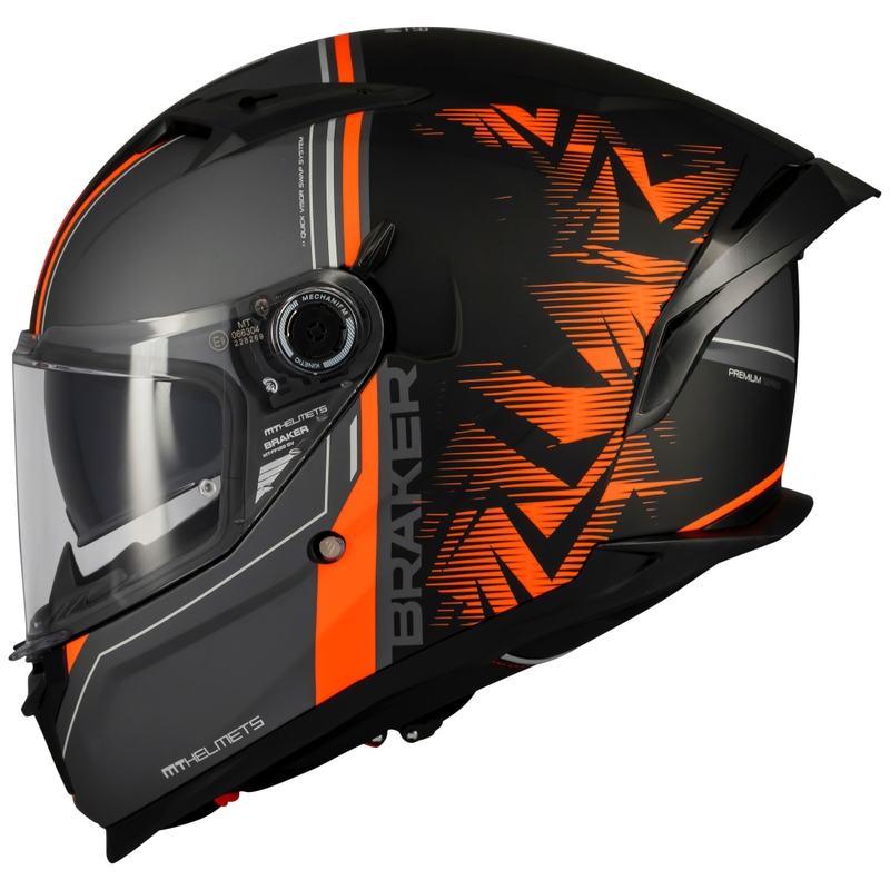 MT Braker SV Charm integralus motociklininko šalmas matinis juodai oranžinis