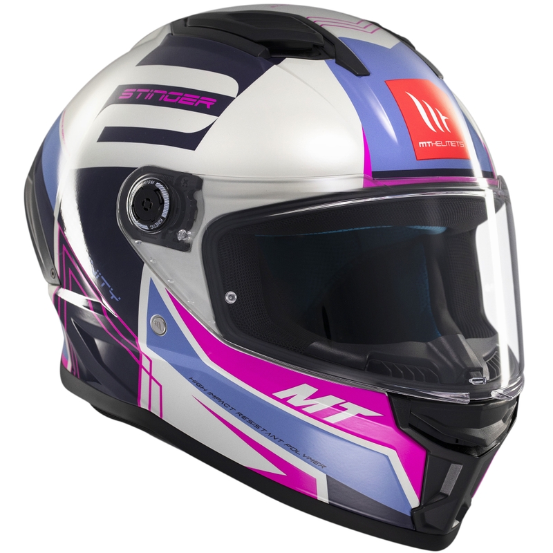 MT Stinger 2 Tron integralus motociklininko šalmas pilkai violetinės ir rožinės spalvos