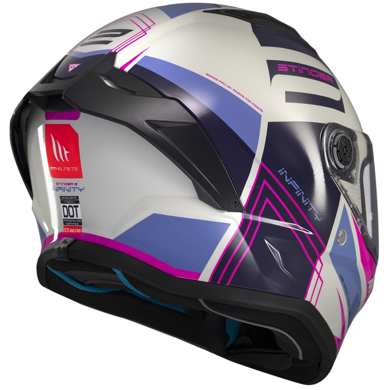 MT Stinger 2 Tron integralus motociklininko šalmas pilkai violetinės ir rožinės spalvos