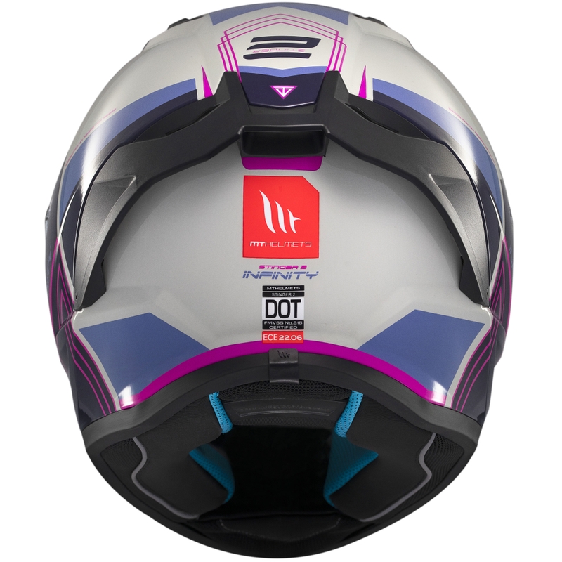 MT Stinger 2 Tron integralus motociklininko šalmas pilkai violetinės ir rožinės spalvos