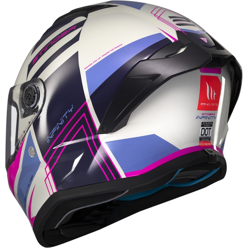 MT Stinger 2 Tron integralus motociklininko šalmas pilkai violetinės ir rožinės spalvos
