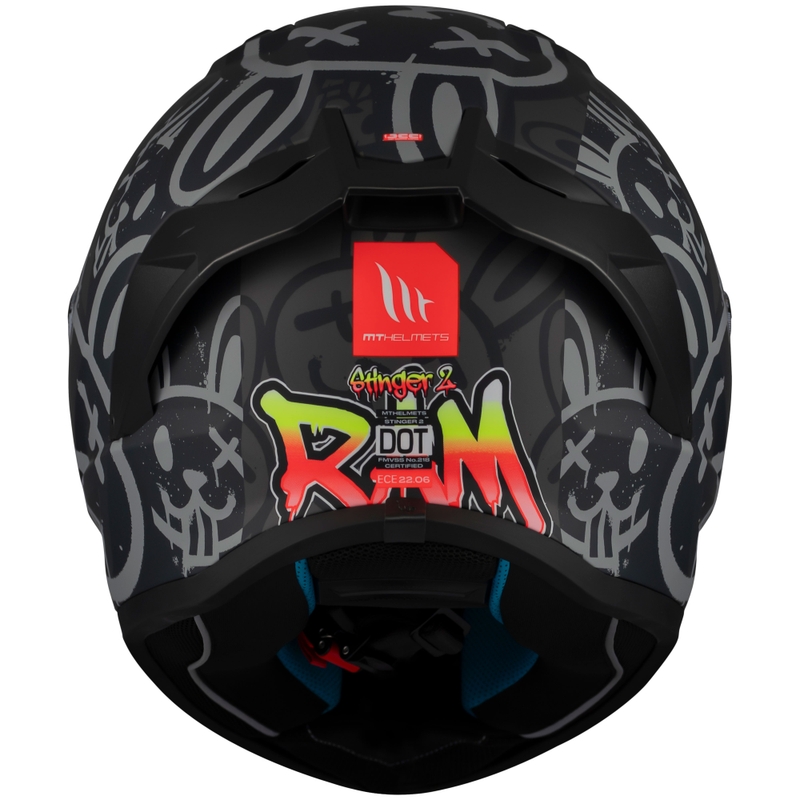 MT Stinger 2 RAM F1 juodai pilkas integralus motociklininko šalmas