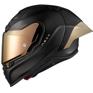 Integruotas motociklininko šalmas Nexx X.R3R Zero PRO 2 Carbon matinis auksinis